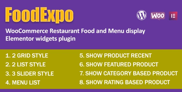 FoodExpo – WooCommerce Restaurant Food Menu display Elementor widgets plugin